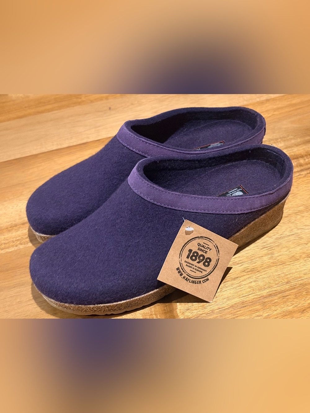 NWT Haflinger Grizzly Classic Clogs Wool Slipper Eggplant Purple Size 41